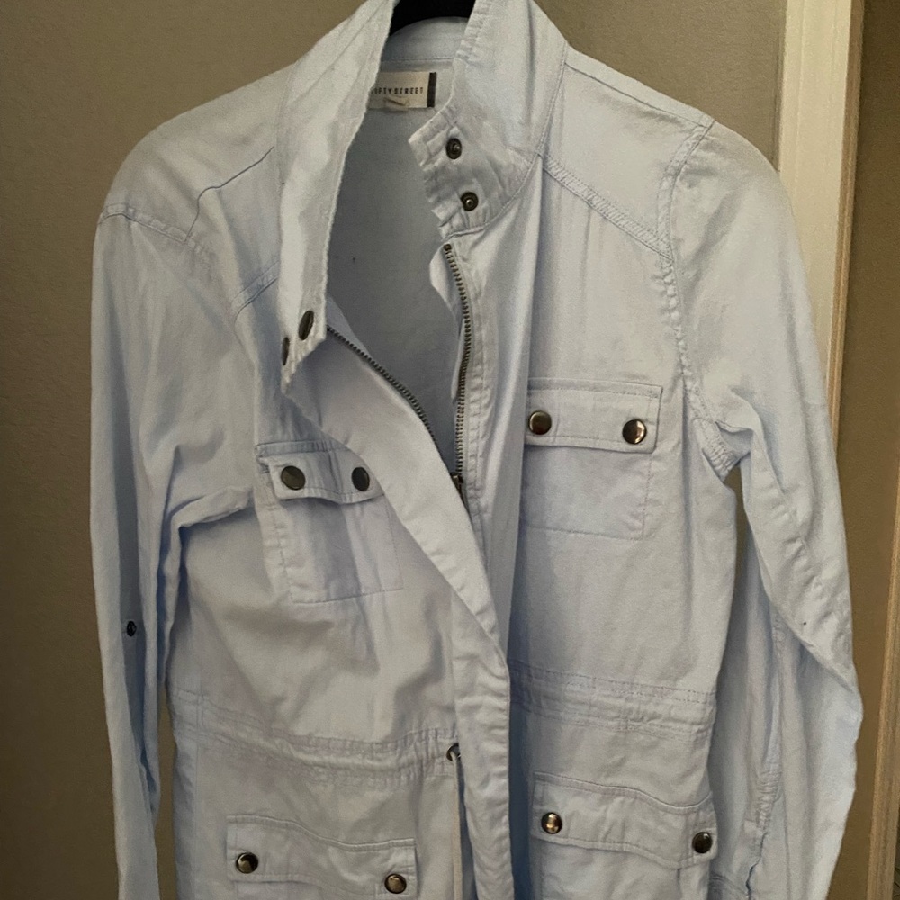 Trendy Baby blue Utility Jacket